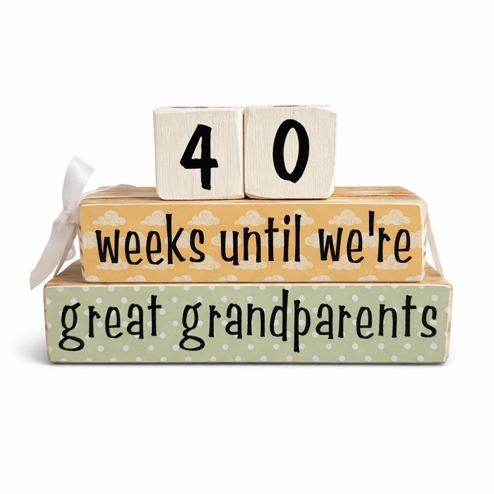 Pregnancy Countdown Blocks Weeks Until We’re Great Grandparents Wooden Sign Gift
